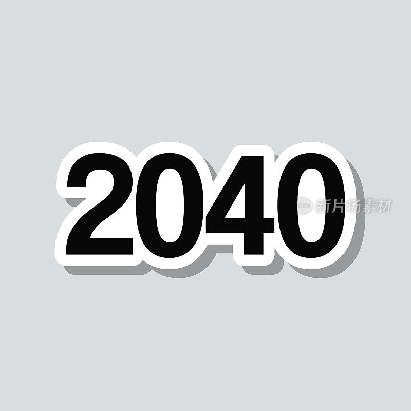 2040 - 2040。图标贴纸在灰色背景